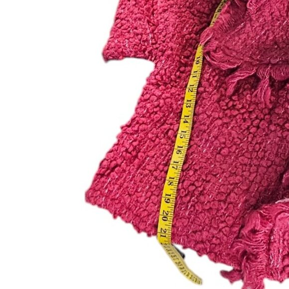 Anthropologie Cozy Textured Kimono Pink Shaggy Wool Blend One Size Wrap - Picture 4 of 9